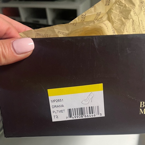 Badgley Mischka Platino Metallic Mesh Dressy Evening Heel Sz: 7.5M w/Box - Picture 10 of 12